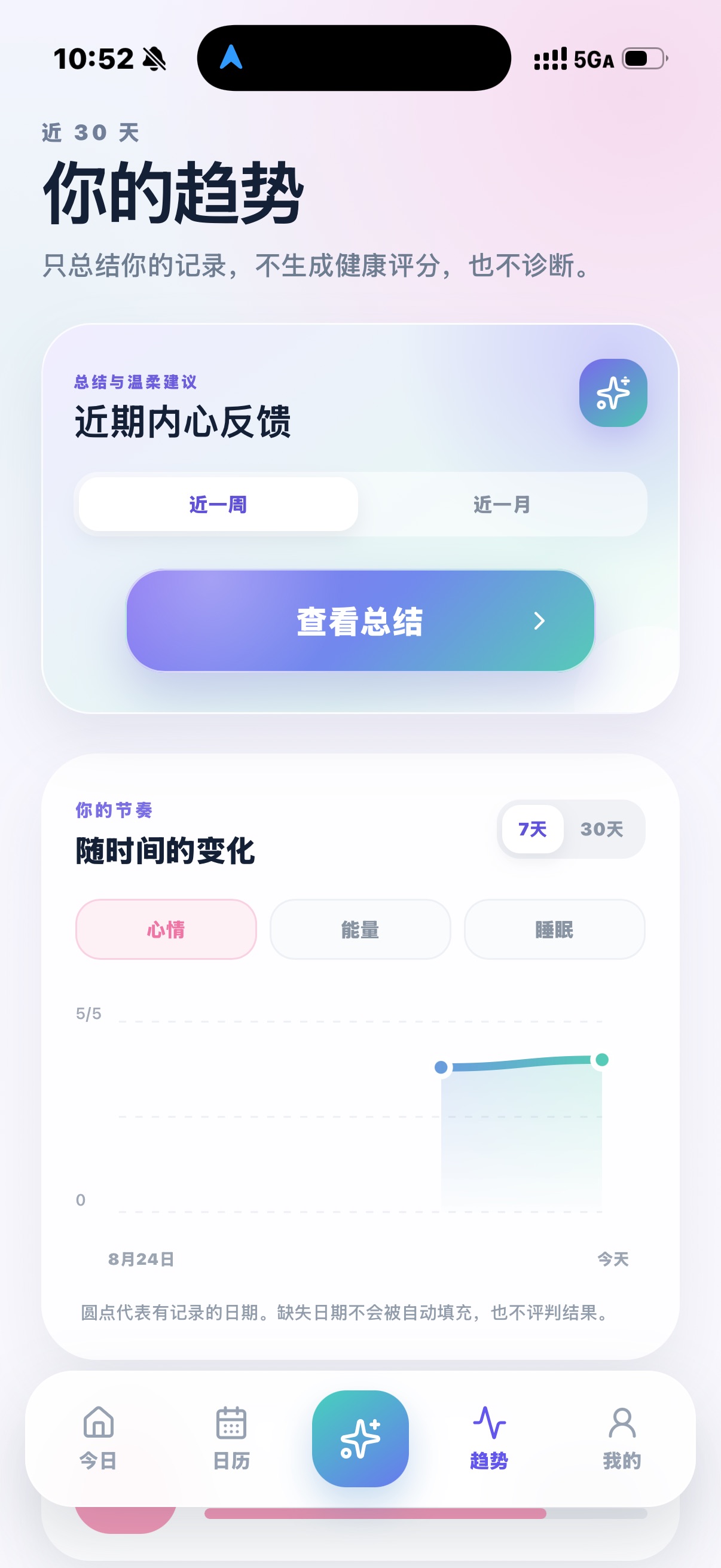Sleepy App 趋势统计演示截图